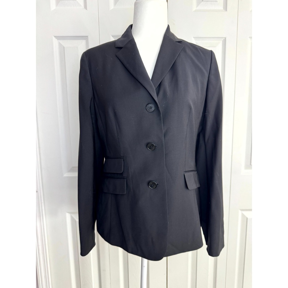 Talbots Suit Blazer Women's 4‎ Black 3-Button Flap Pockets Noch Lapel Formal